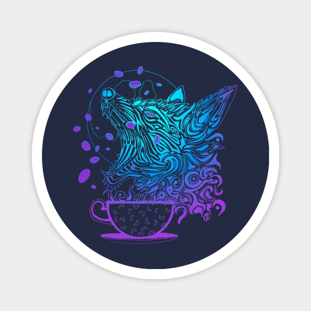 Coffee Wolf-Mellow Moonlight Edition Magnet by Artist Layne